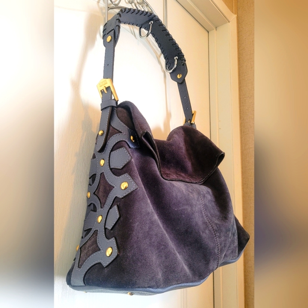 Aimee Kestenberg  blue leather and suede hobo bag EUC - Picture 4 of 16